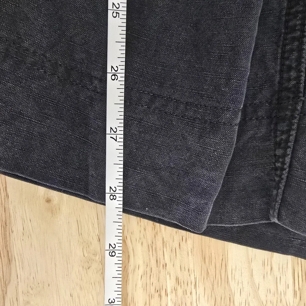 Pilcro Pants Womens 0 Black Lyocell Linen Blend Cropped Wide Leg High Rise Ankle